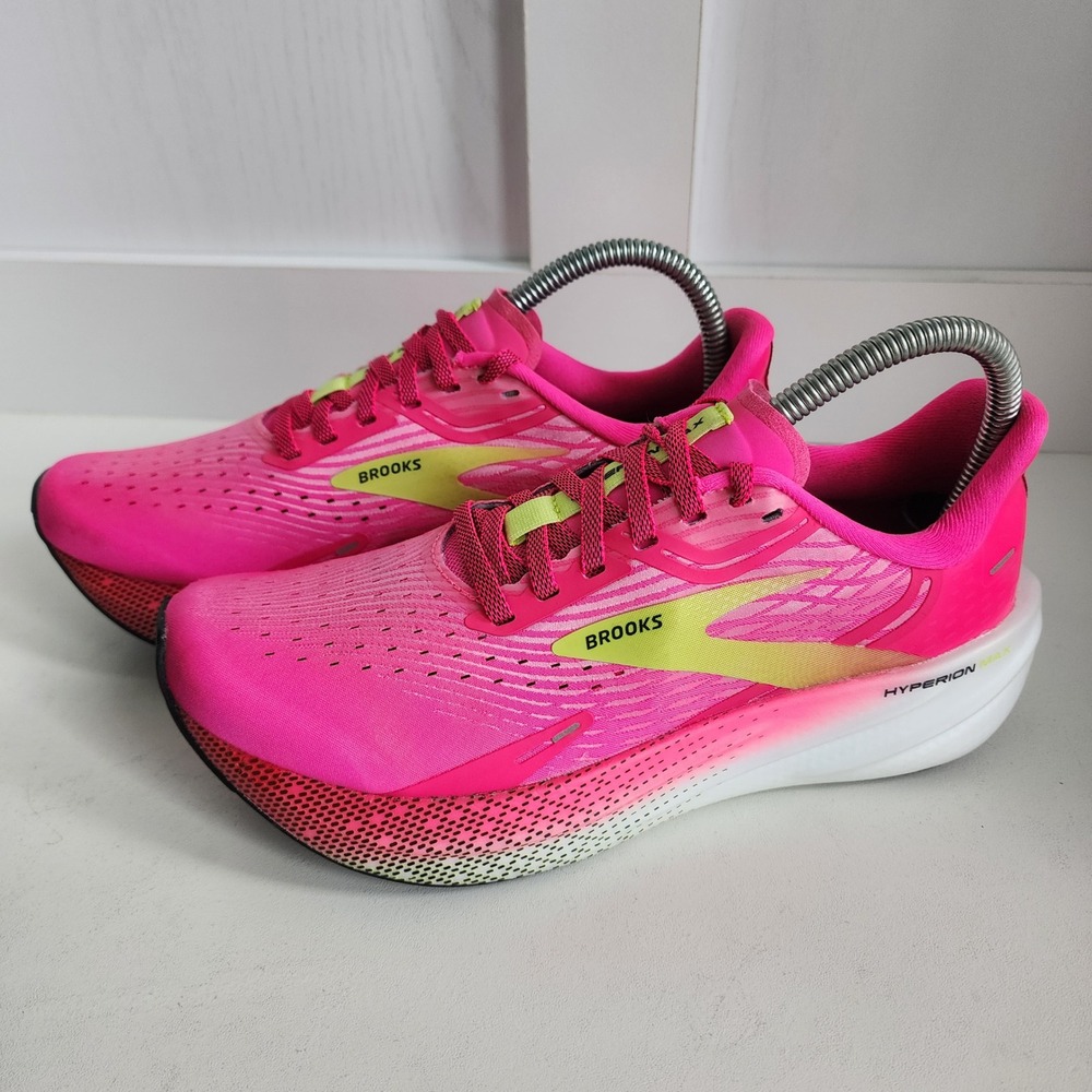 Brooks Hyperion Max Womens 7.5 Running Shoes Pink Glow Green 1203771B661